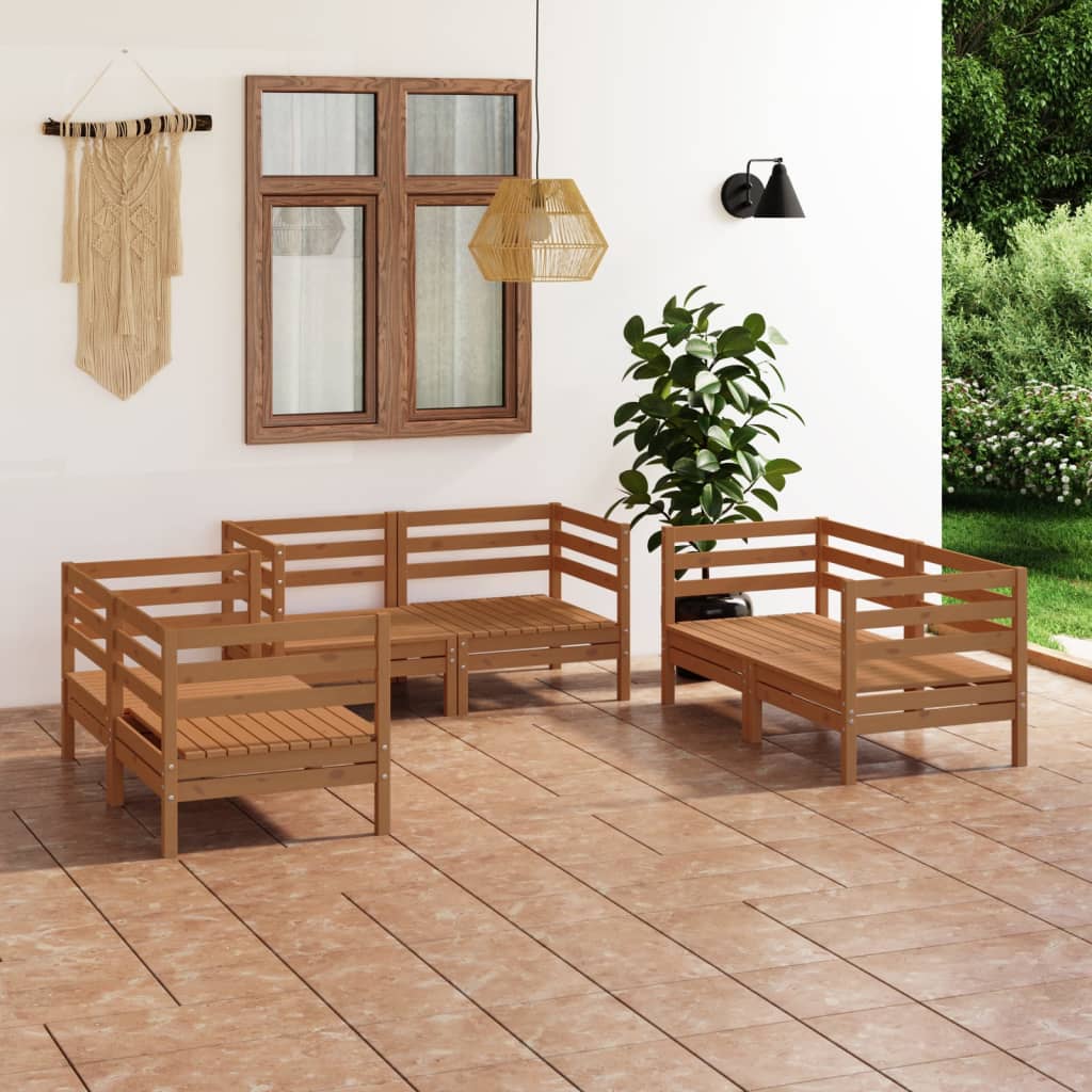 6 Piece Patio Lounge Set Solid Pinewood