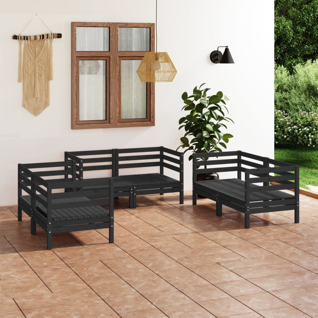 6 Piece Patio Lounge Set Solid Pinewood