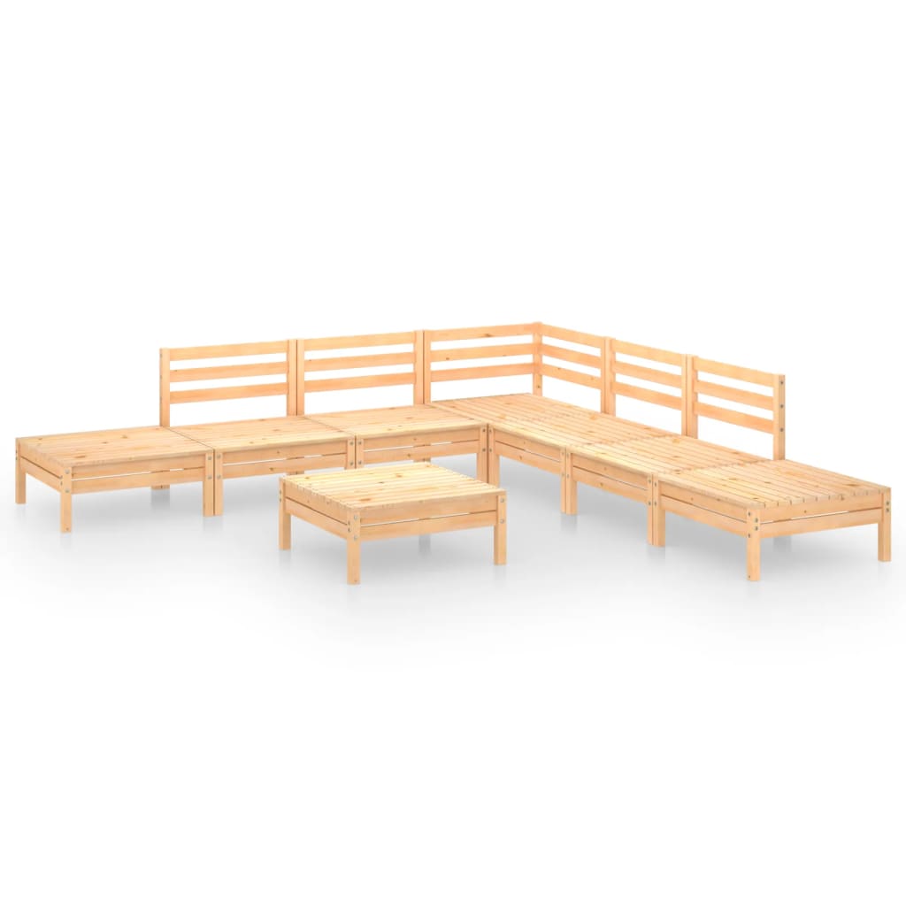 8 Piece Patio Lounge Set Solid Pinewood