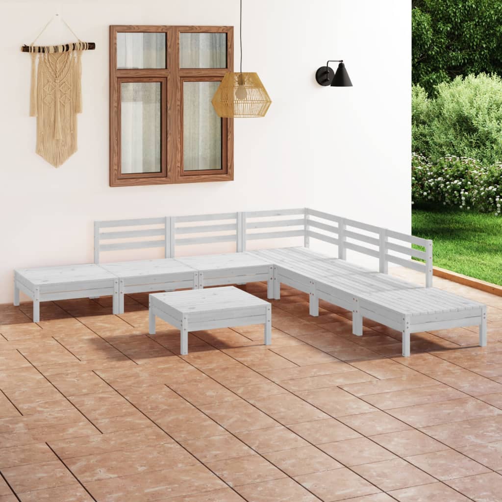 8 Piece Patio Lounge Set Solid Pinewood