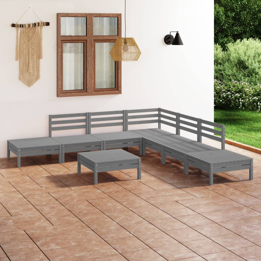8 Piece Patio Lounge Set Solid Pinewood