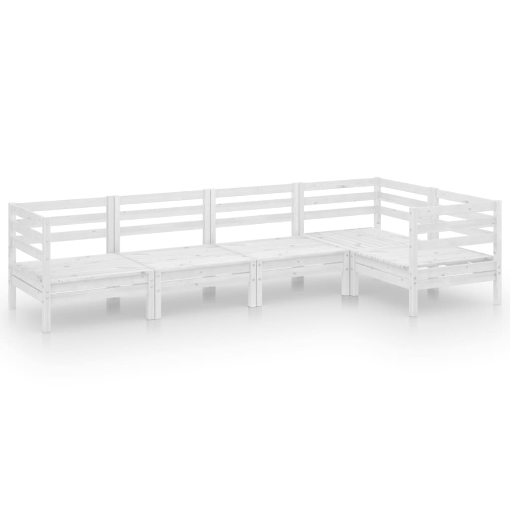 5 Piece Patio Lounge Set Solid Pinewood