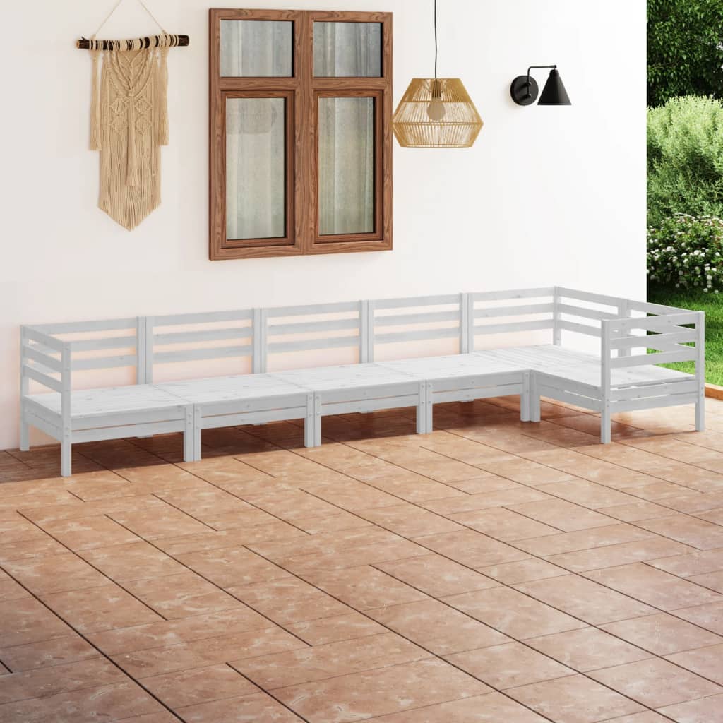 6 Piece Patio Lounge Set Solid Pinewood