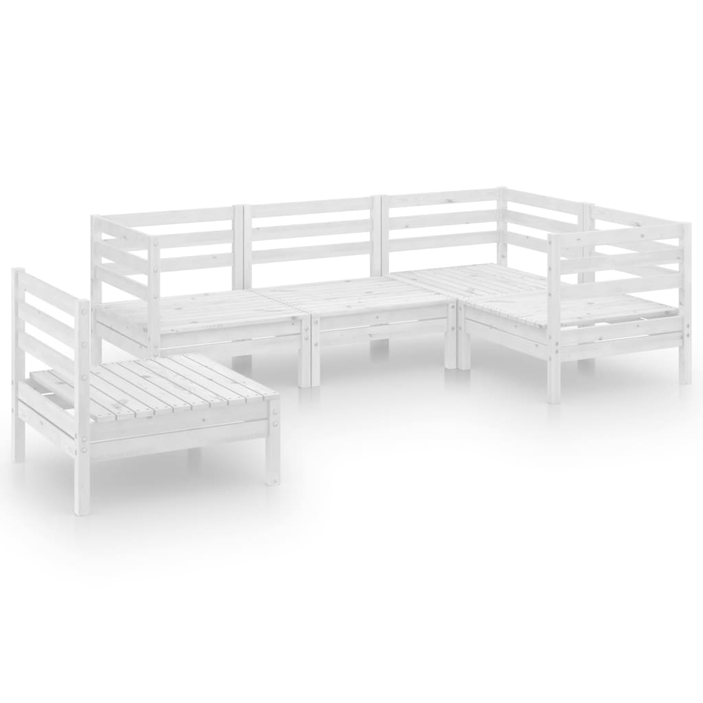 5 Piece Patio Lounge Set Solid Pinewood