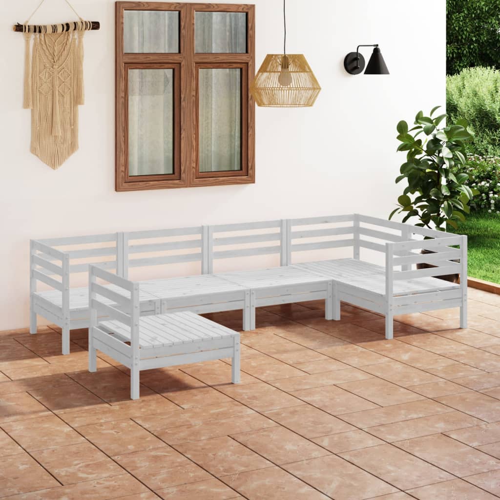 6 Piece Patio Lounge Set Solid Pinewood