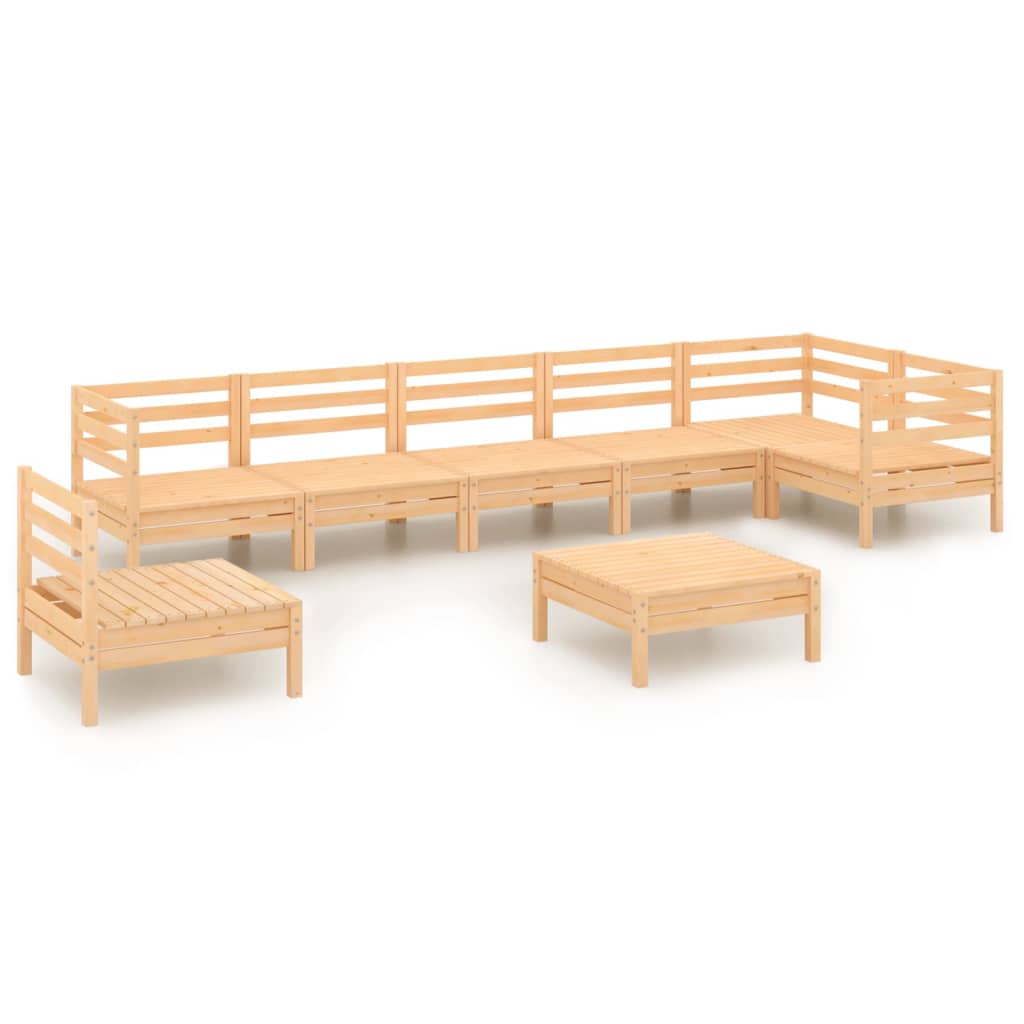 8 Piece Patio Lounge Set Solid Pinewood