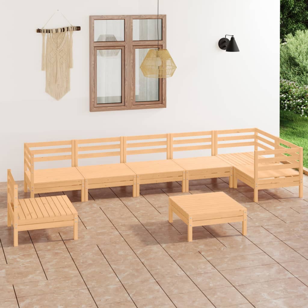 8 Piece Patio Lounge Set Solid Pinewood