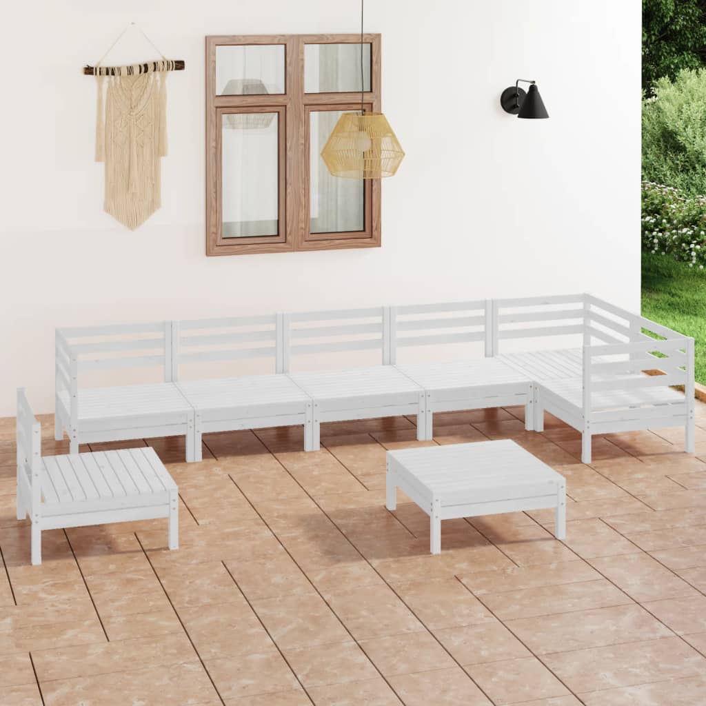 8 Piece Patio Lounge Set Solid Pinewood