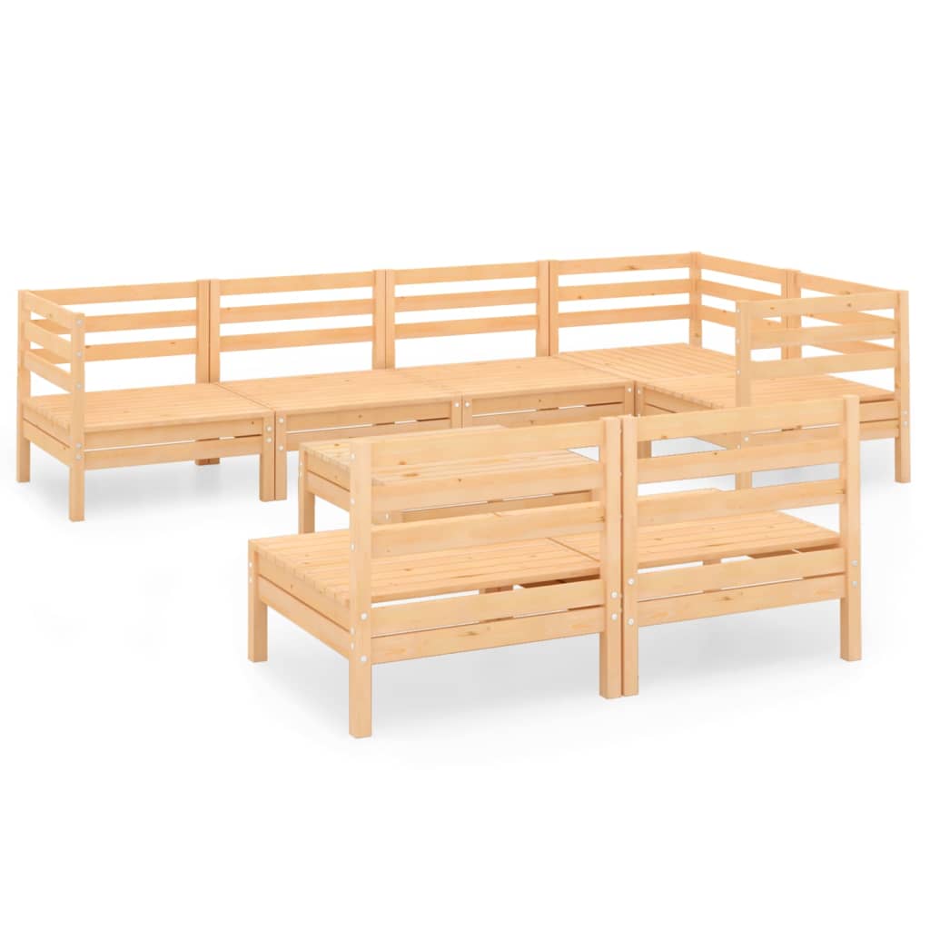 8 Piece Patio Lounge Set Solid Pinewood