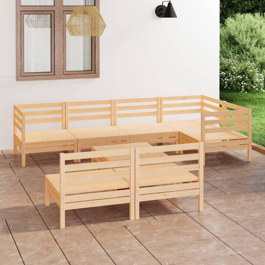 8 Piece Patio Lounge Set Solid Pinewood
