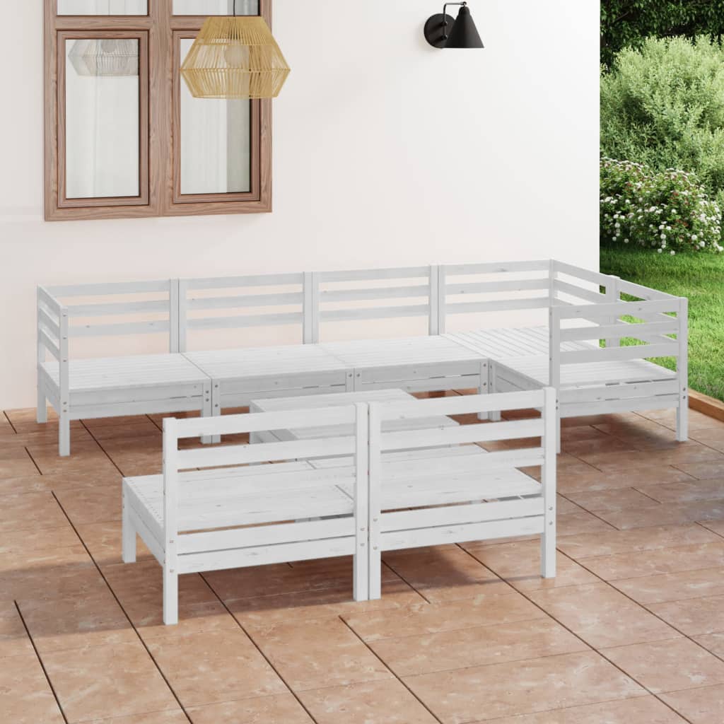 8 Piece Patio Lounge Set Solid Pinewood
