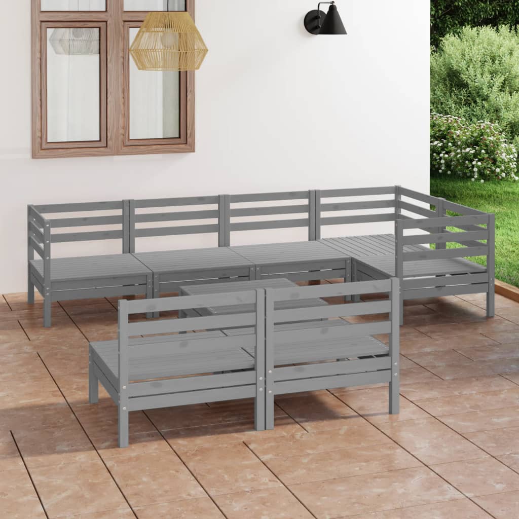 8 Piece Patio Lounge Set Solid Pinewood