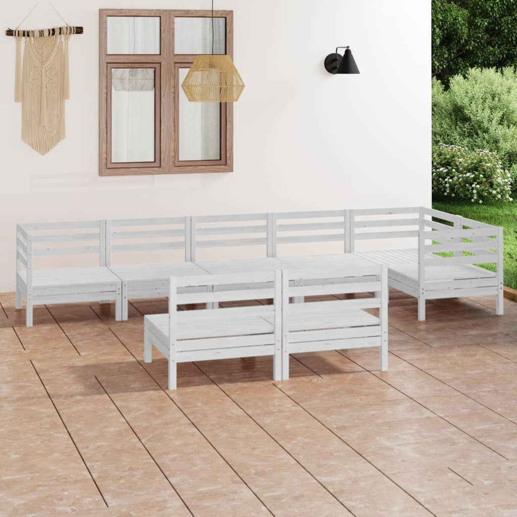 8 Piece Patio Lounge Set Solid Pinewood