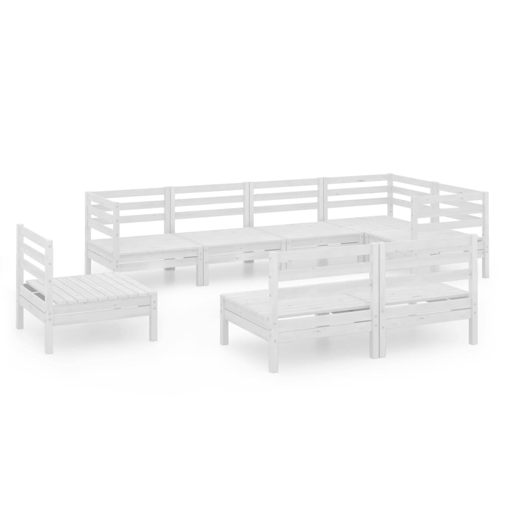 8 Piece Patio Lounge Set Solid Pinewood