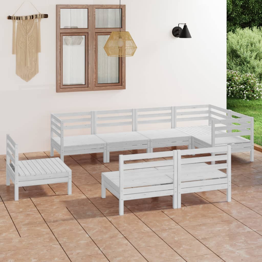 8 Piece Patio Lounge Set Solid Pinewood