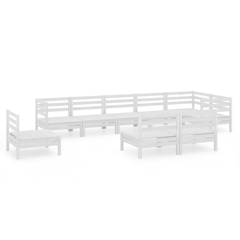 9 Piece Patio Lounge Set Solid Pinewood