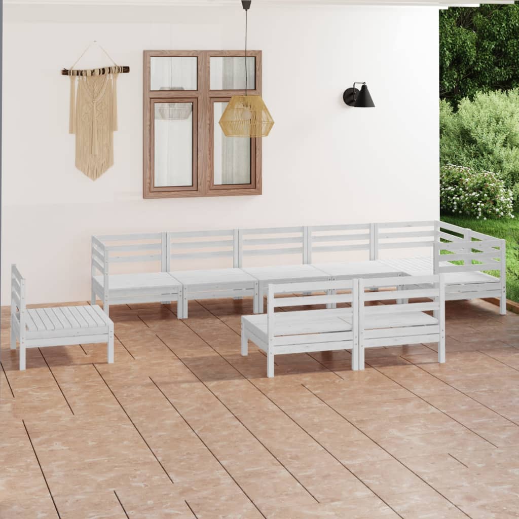 9 Piece Patio Lounge Set Solid Pinewood