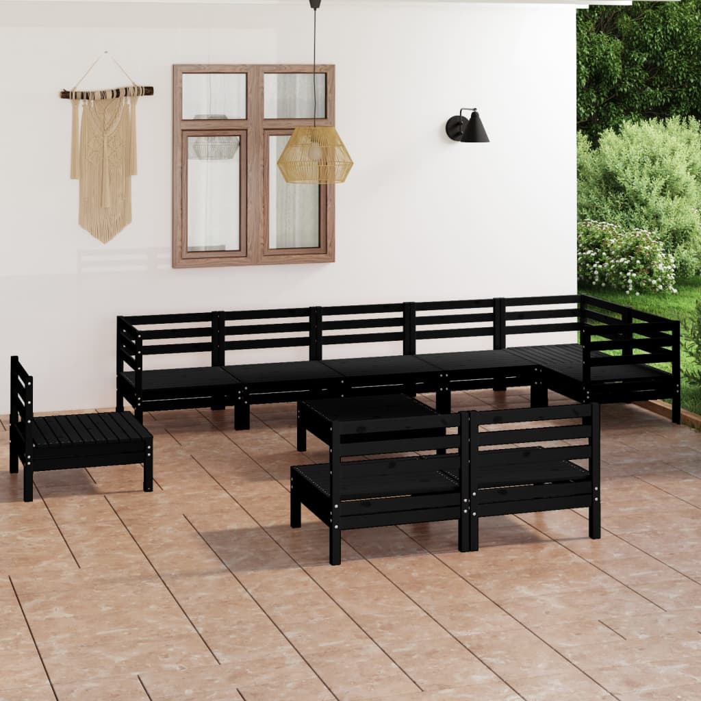 10 Piece Patio Lounge Set Solid Pinewood