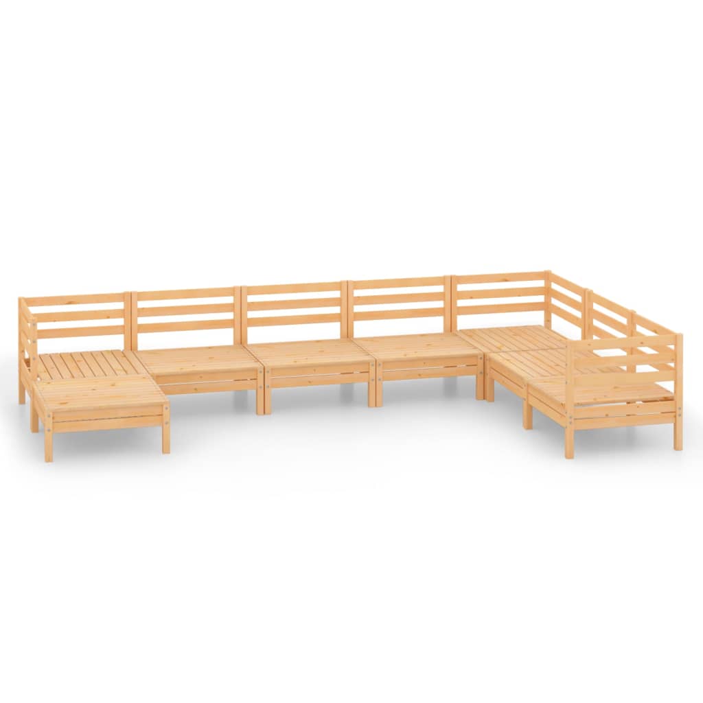 8 Piece Patio Lounge Set Solid Pinewood