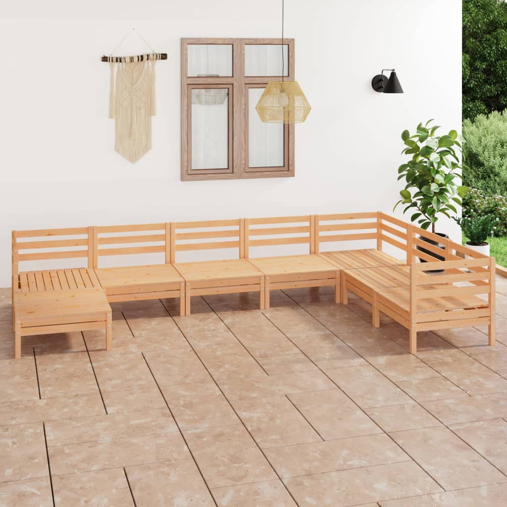 8 Piece Patio Lounge Set Solid Pinewood