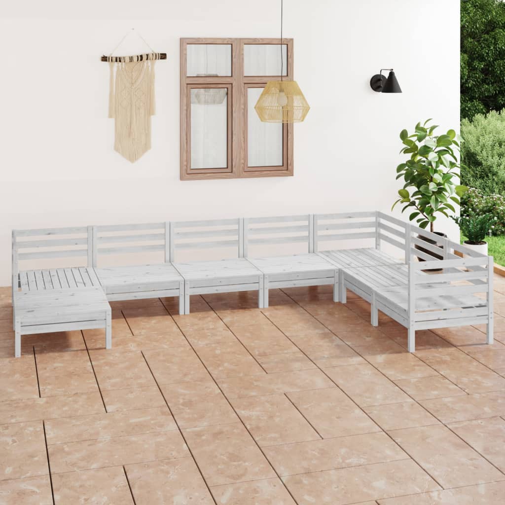8 Piece Patio Lounge Set Solid Pinewood