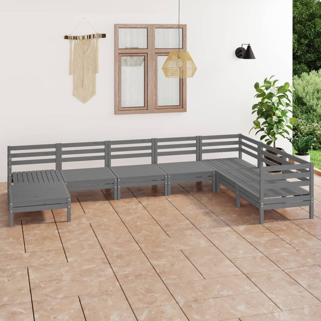 8 Piece Patio Lounge Set Solid Pinewood