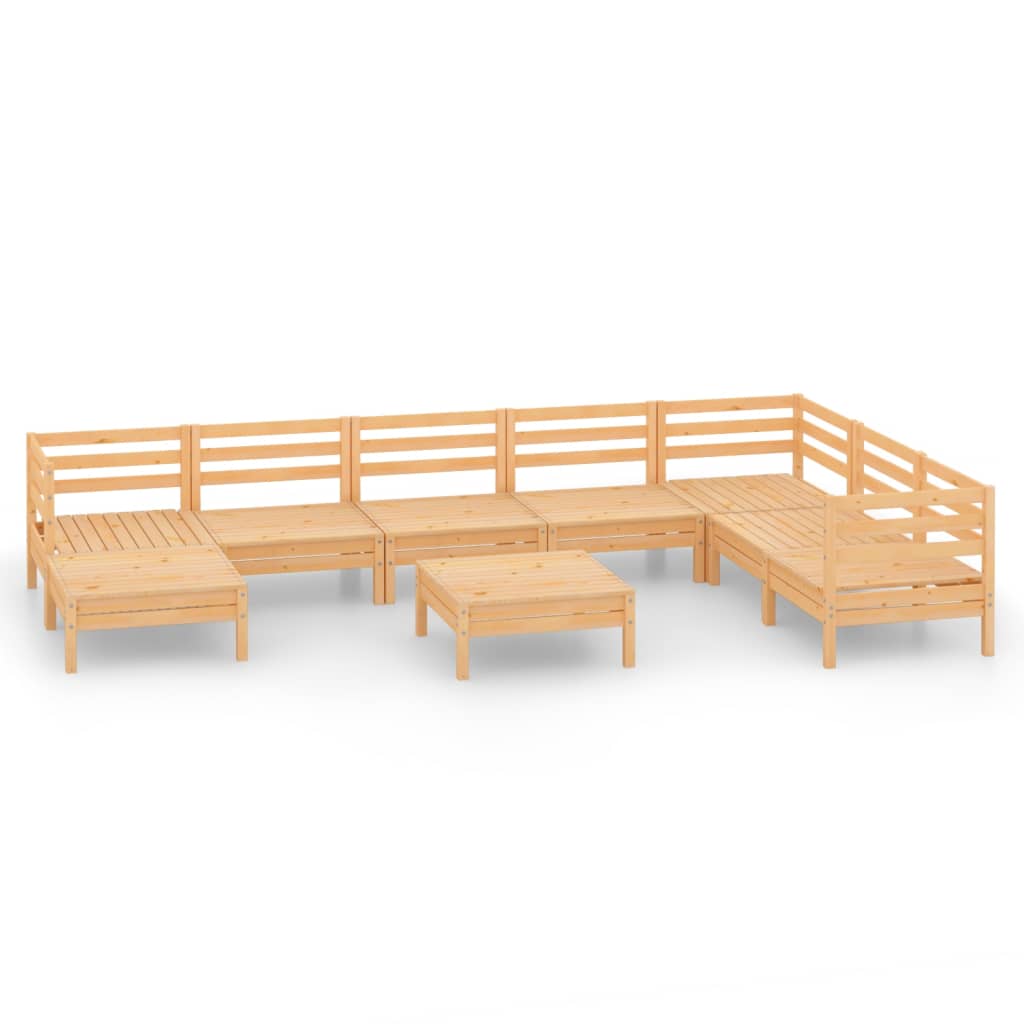 9 Piece Patio Lounge Set Solid Pinewood