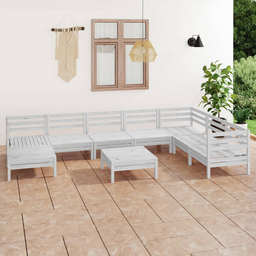 9 Piece Patio Lounge Set Solid Pinewood