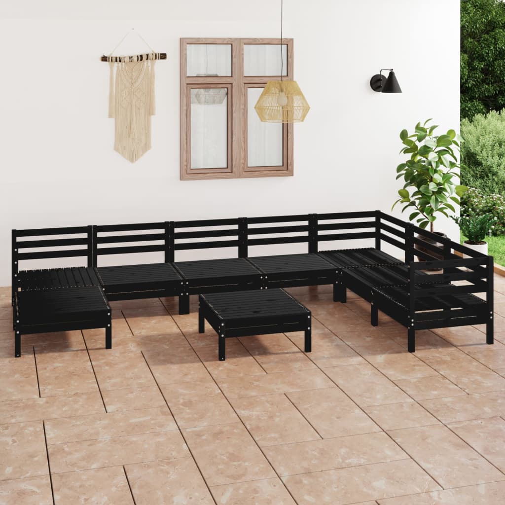 9 Piece Patio Lounge Set Solid Pinewood