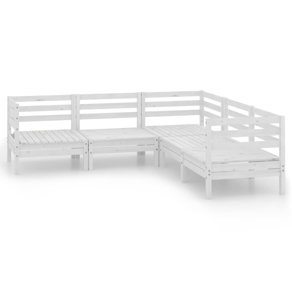 5 Piece Patio Lounge Set Solid Pinewood