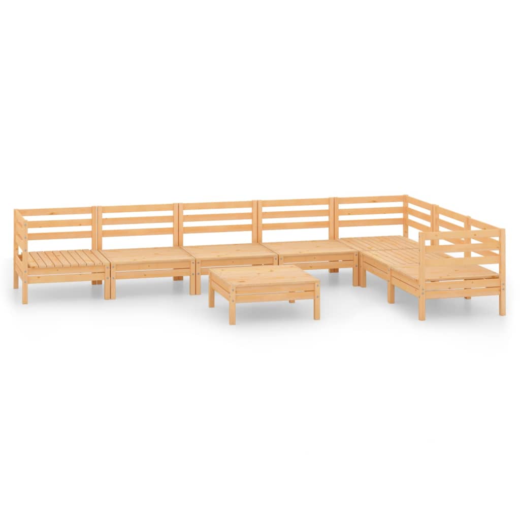 8 Piece Patio Lounge Set Solid Pinewood