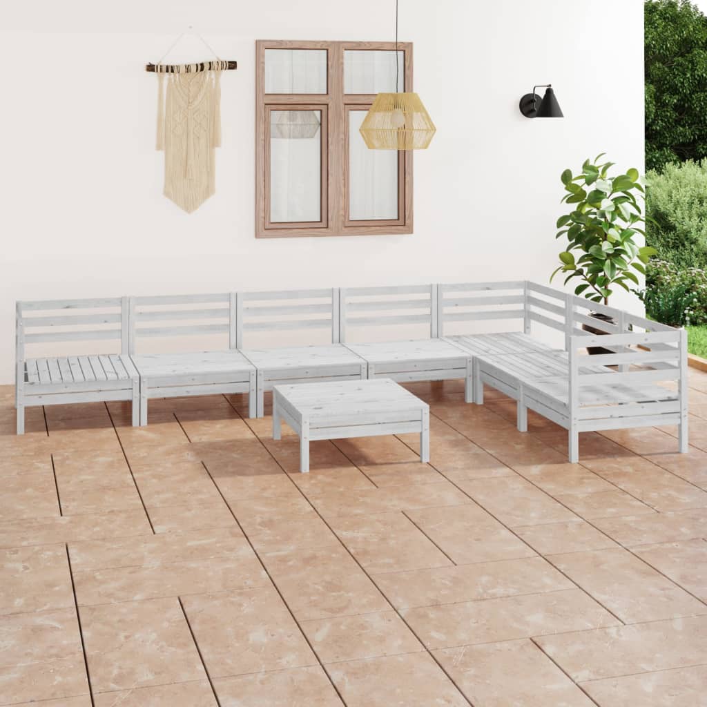 8 Piece Patio Lounge Set Solid Pinewood