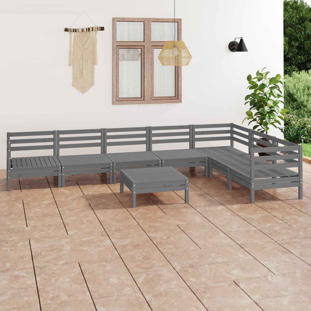 8 Piece Patio Lounge Set Solid Pinewood