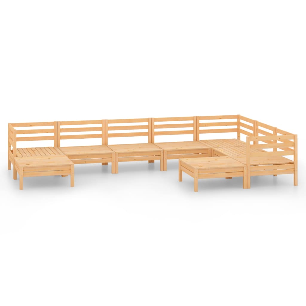 9 Piece Patio Lounge Set Solid Pinewood