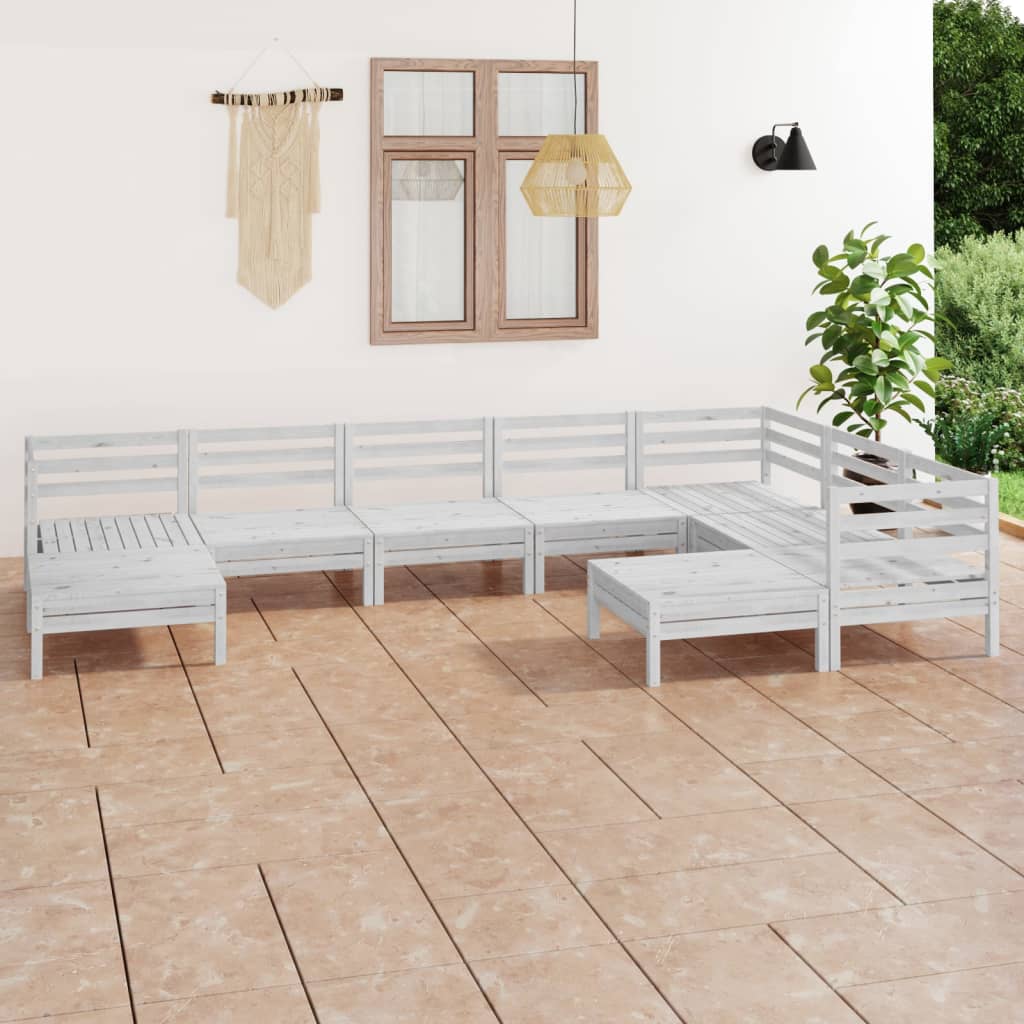 9 Piece Patio Lounge Set Solid Pinewood