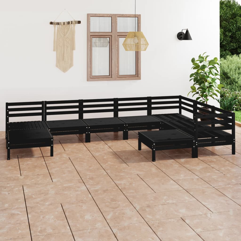 9 Piece Patio Lounge Set Solid Pinewood