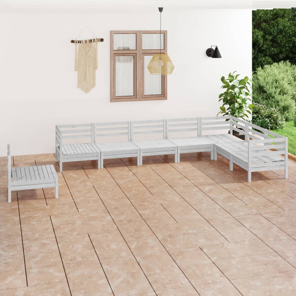 8 Piece Patio Lounge Set Solid Pinewood