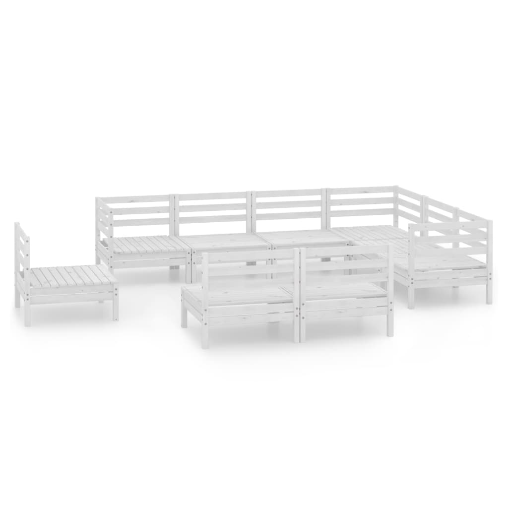 9 Piece Patio Lounge Set Solid Pinewood