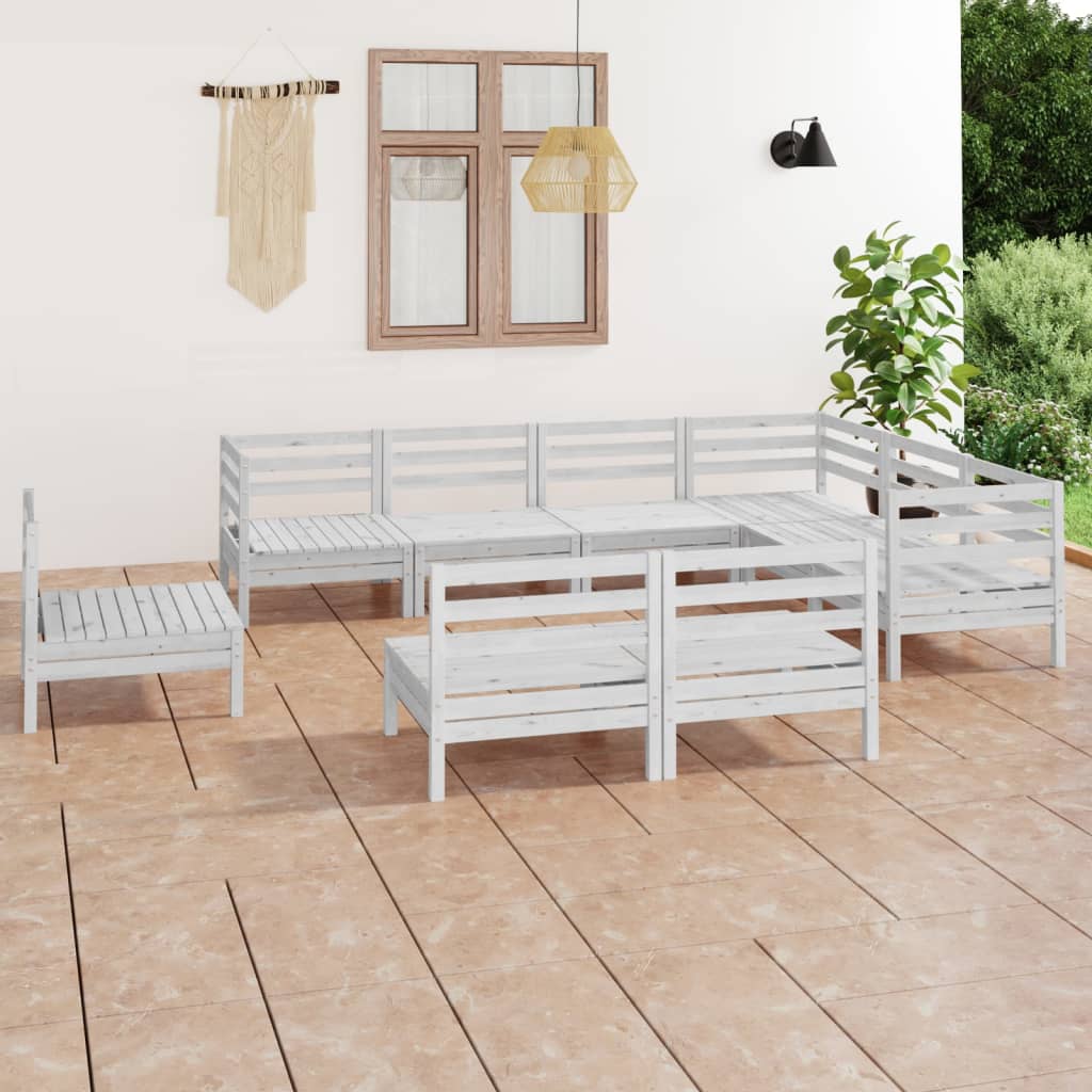 9 Piece Patio Lounge Set Solid Pinewood