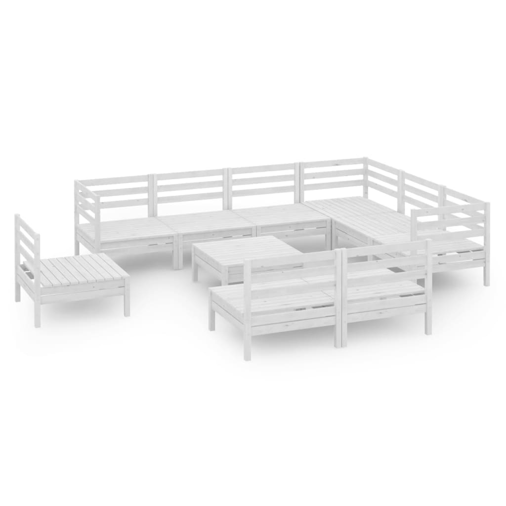10 Piece Patio Lounge Set Solid Pinewood