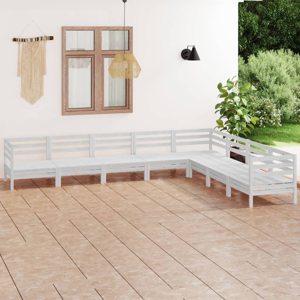 8 Piece Patio Lounge Set Solid Pinewood