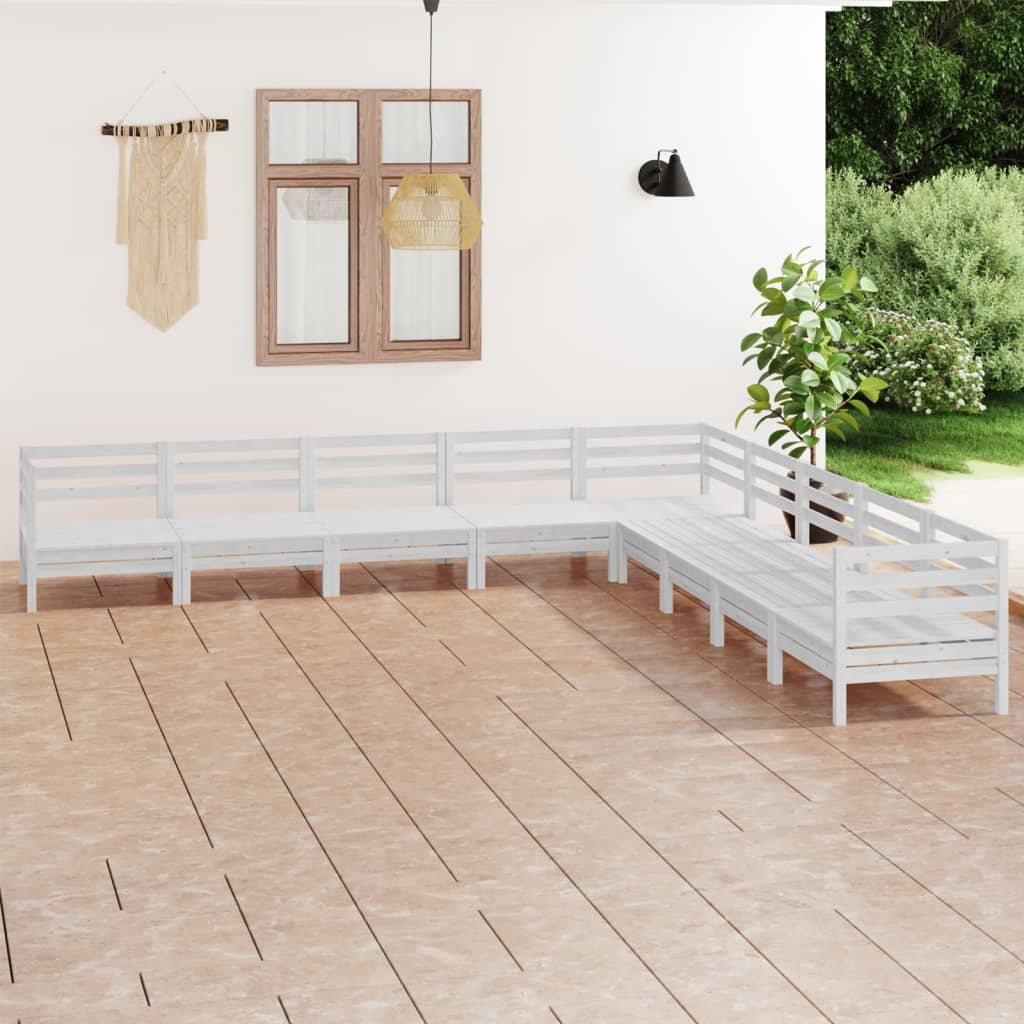 9 Piece Patio Lounge Set Solid Pinewood