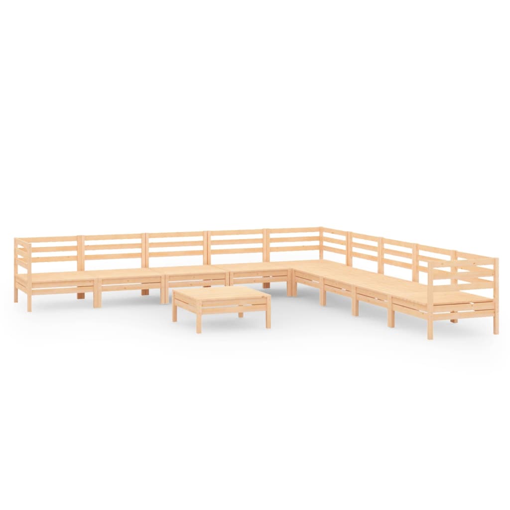 10 Piece Patio Lounge Set Solid Pinewood