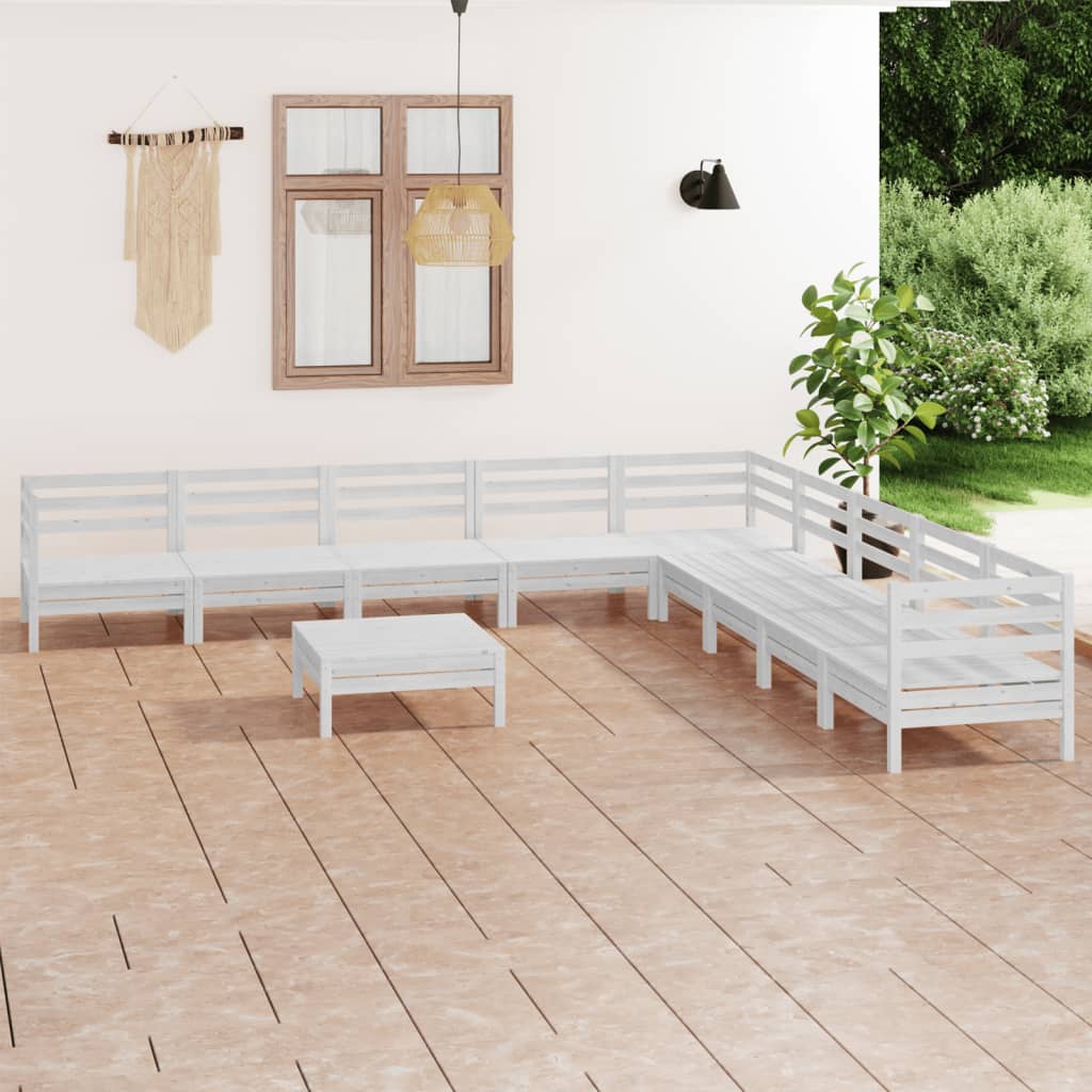 10 Piece Patio Lounge Set Solid Pinewood