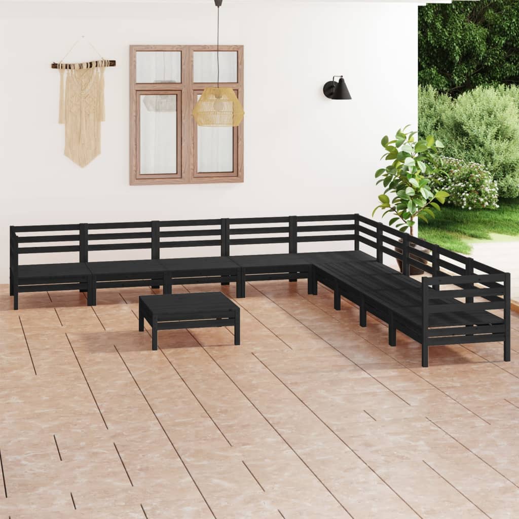 10 Piece Patio Lounge Set Solid Pinewood