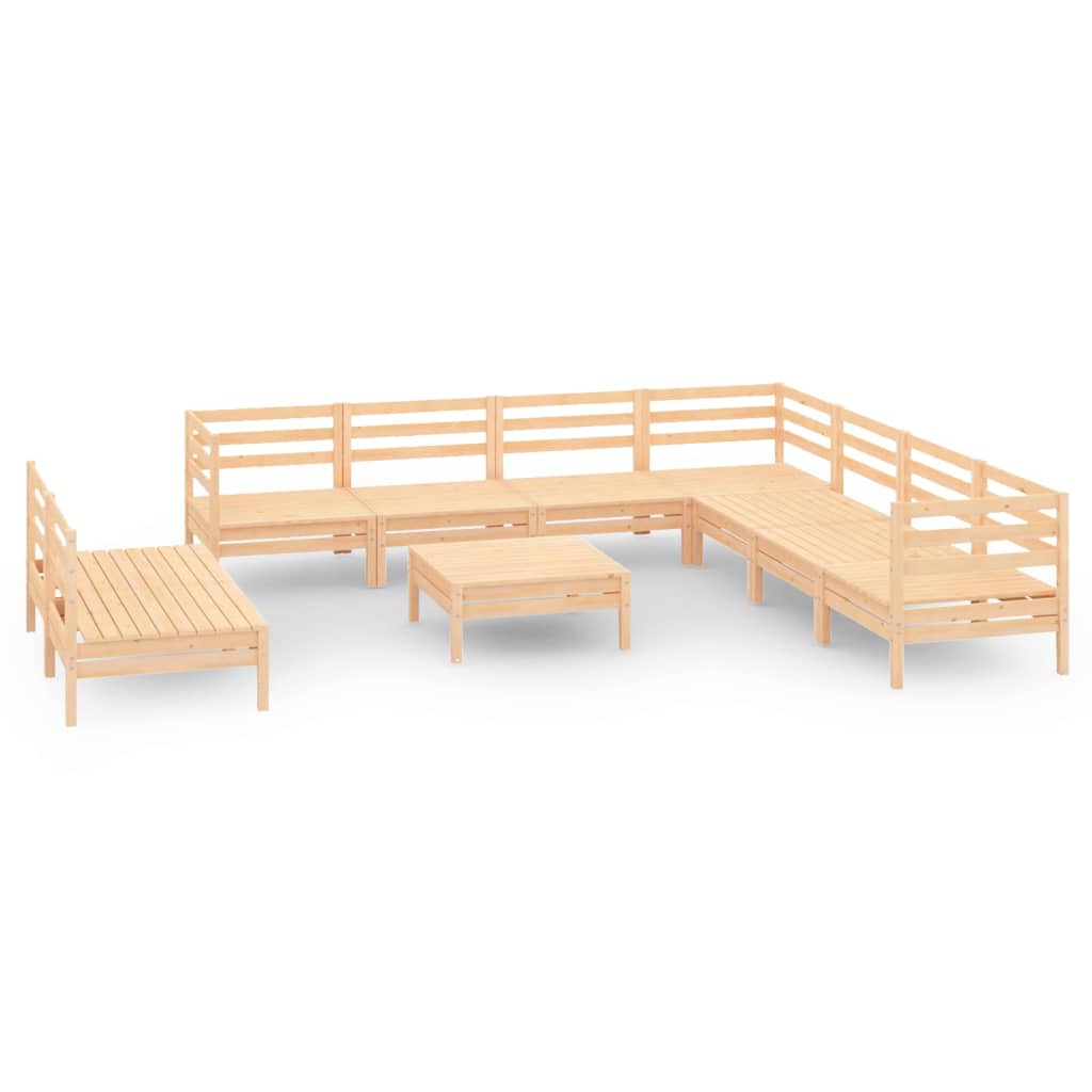 10 Piece Patio Lounge Set Solid Pinewood