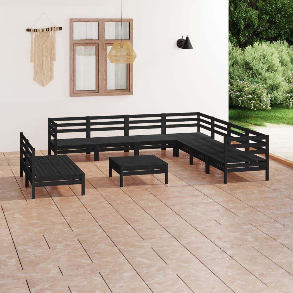 10 Piece Patio Lounge Set Solid Pinewood