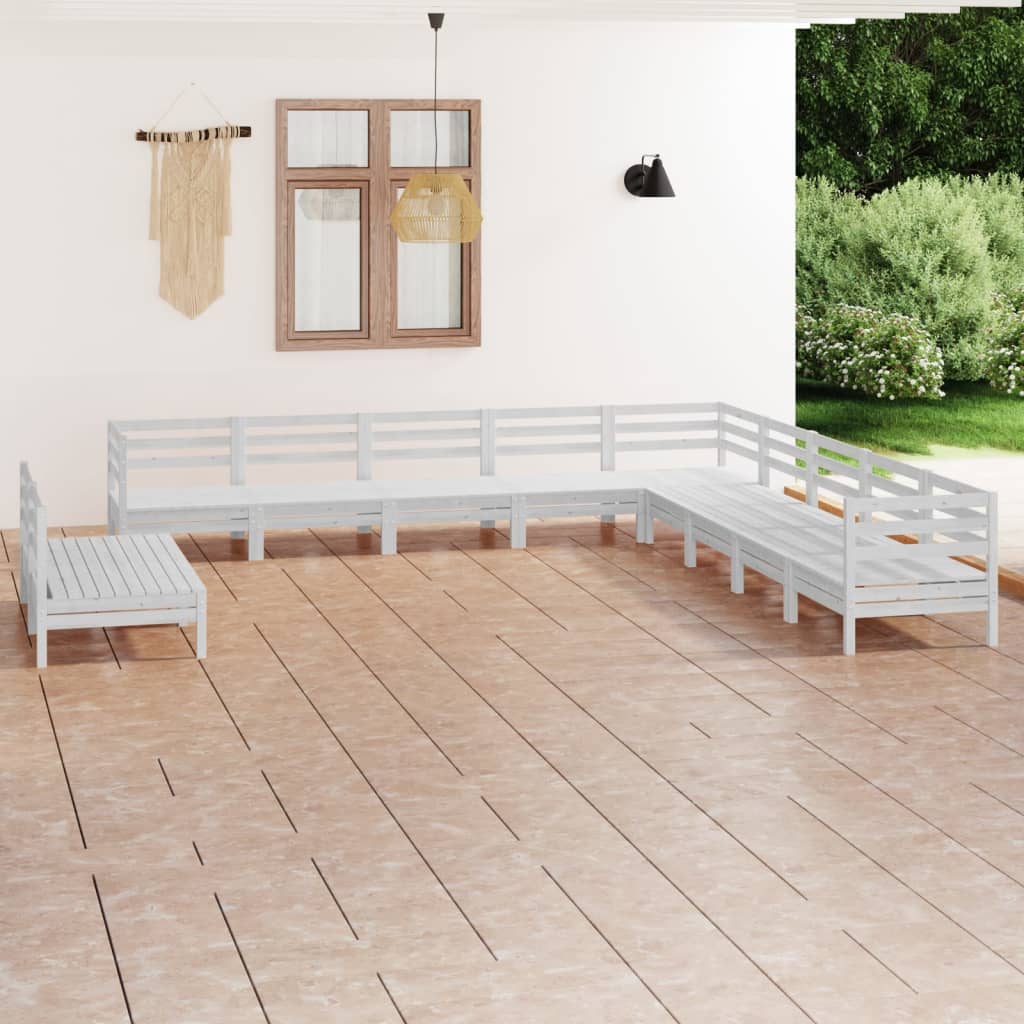11 Piece Patio Lounge Set Solid Pinewood