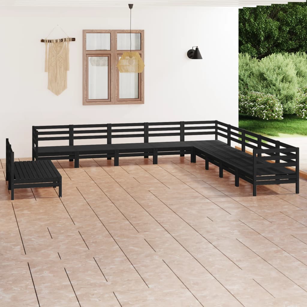 11 Piece Patio Lounge Set Solid Pinewood