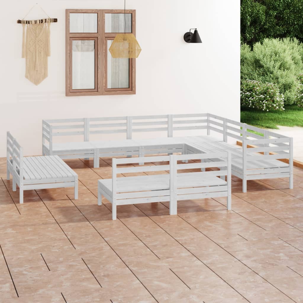 11 Piece Patio Lounge Set Solid Pinewood